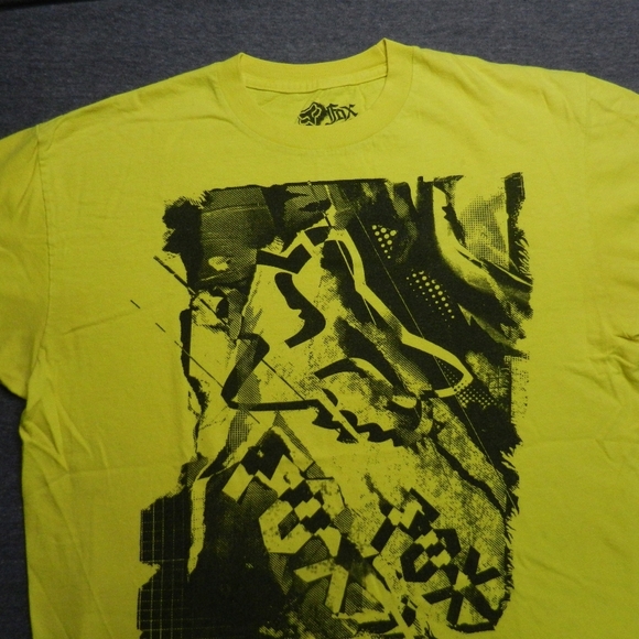 Fox Racing T-Shirt Size Large Yellow Black Graphic Moto - Picture 2 of 10